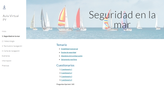 Captura de pantalla del tema de Seguridad en el mar del curso online de Patrón de yate