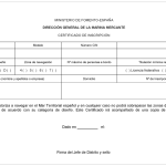 Inscripción de embarcación nueva con marcado CE Modelo de Certificado de inscripción de embarcaciones de recreo en España