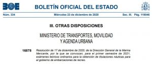 Exámenes PER Madrid en 2021
