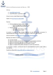 Información curso de Patrón de embarcaciones de recreo PER