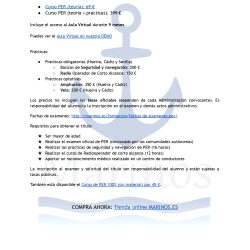 Información curso de Patrón de embarcaciones de recreo PER