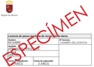 Licencia de pesca en mar desde orilla de Murcia