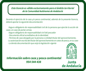 Licencia de pesca continental Andalucía reverso