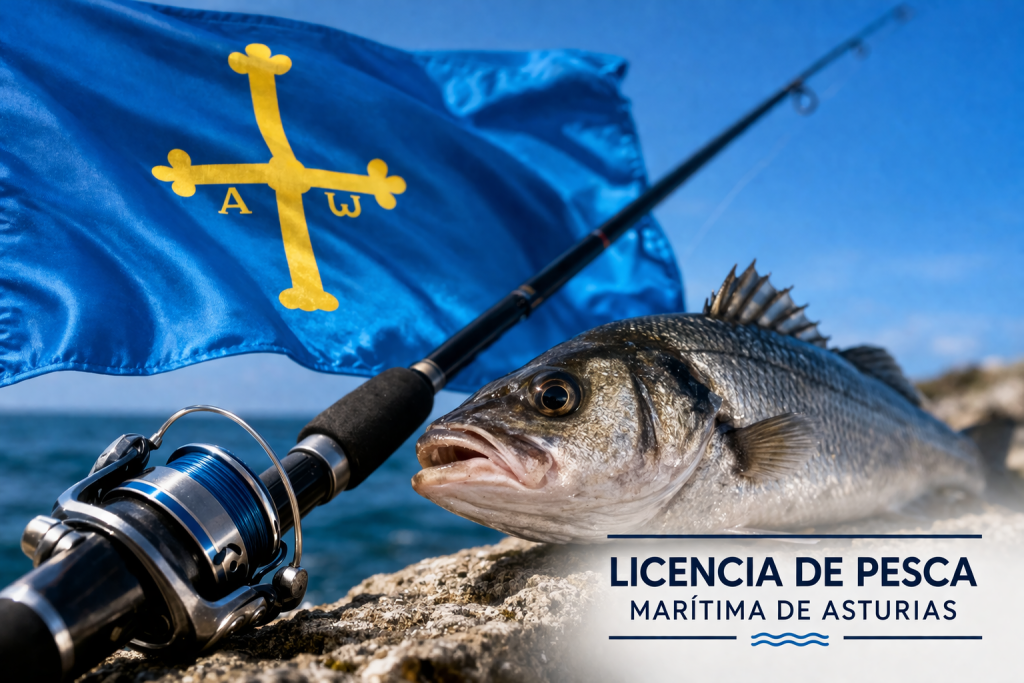Licencia de pesca para mar, desde tierra y desde barco, para Asturias y mar Cantábrico