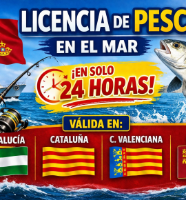 Licencia de pesca en el mar de Murcia. Válida en Andalucía, C. Valenciana y Cataluña