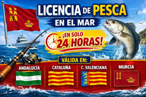 Licencia de pesca en el mar de Murcia. Válida en Andalucía, C. Valenciana y Cataluña