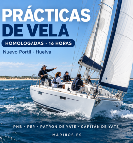 Prácticas de vela homologadas en Nuevo Portil, Huelva, para PNB, PER, Patrón de Yate y Capitán de Yate.
