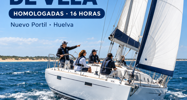 Prácticas de vela homologadas en Nuevo Portil, Huelva, para PNB, PER, Patrón de Yate y Capitán de Yate.