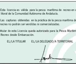 Reverso Licencia pesca barco Andalucia